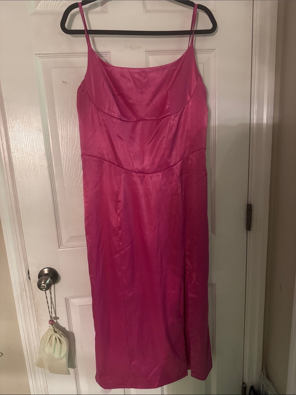 Hot Pink Satin Slip Dress